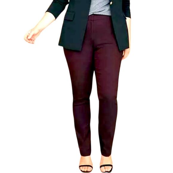 Lane Bryant Women’s Pants The Allie Ankle Slim Fit Burgundy Mid Rise Sz 24R Plus - Picture 11 of 11